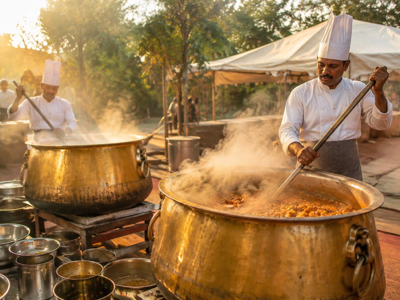 Our chefs preparing food for an event